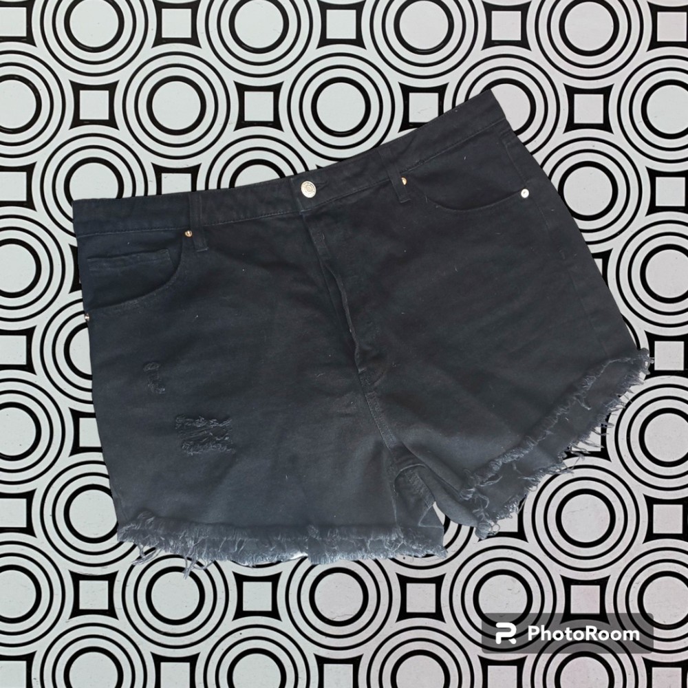 Black Distressed Short Shorts Highest Rise Shorts Size 16 High Waist Wild Fable